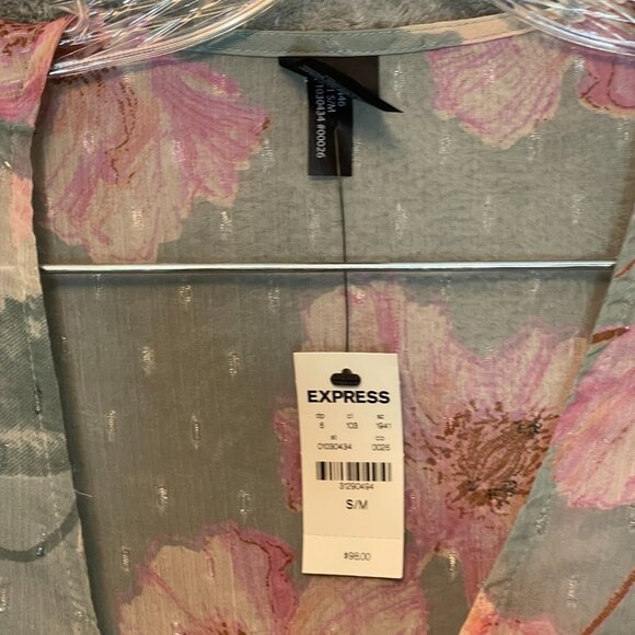 Express Women Light Chiffon Floral Girly Bloomcore Boho Maxi Wrap Cover Up Small - Picture 6 of 14